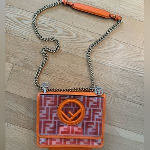 Fendi transparent and orange small Kan bag